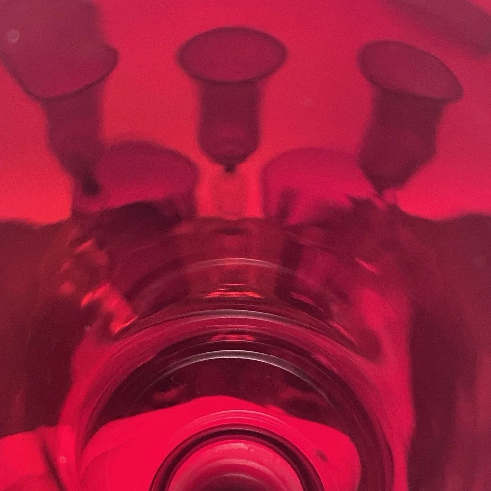 Vintage Set 6 Ruby Red Handblown Champagne Glasses Wayne E Myers 6.75